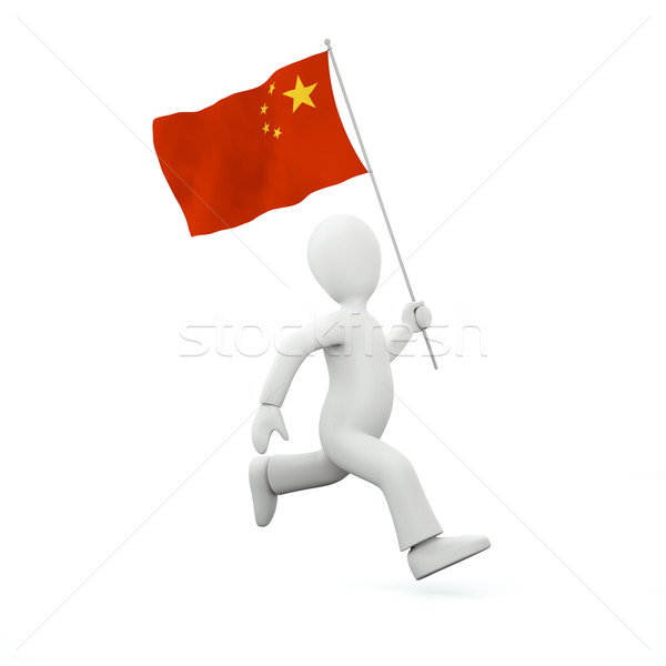 Halten chinesisch Flagge Illustration 3D Mann Computer Stock foto © chrisroll