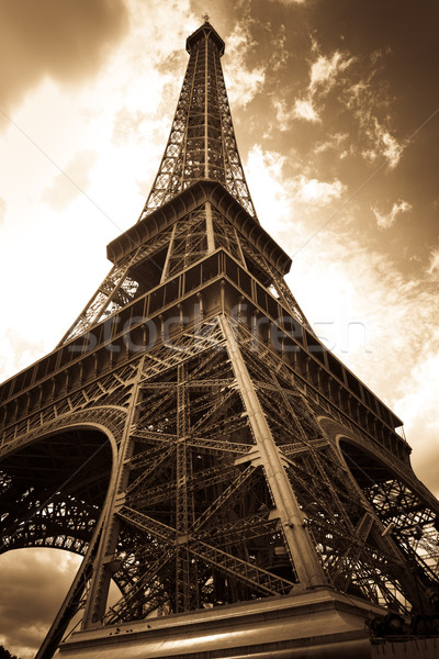 Vintage Eiffeltoren foto Parijs hemel metaal Stockfoto © chrisroll
