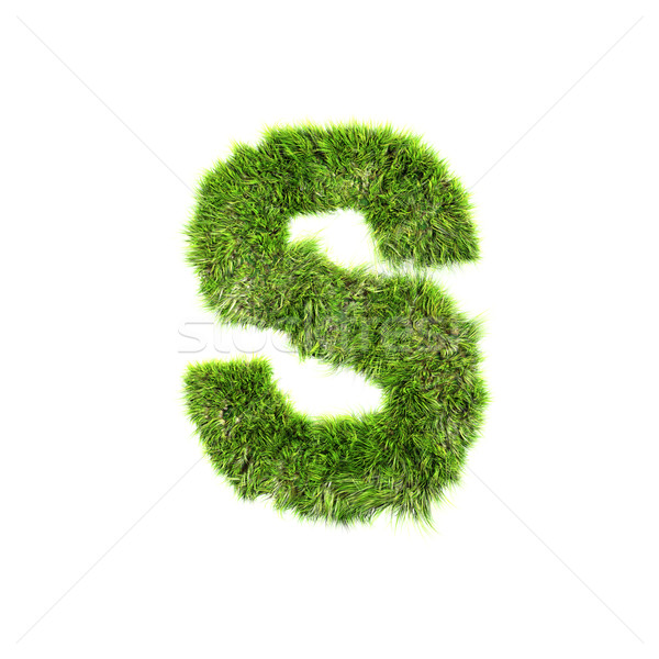 Stock photo: 3d grass letter isolated on white background - S