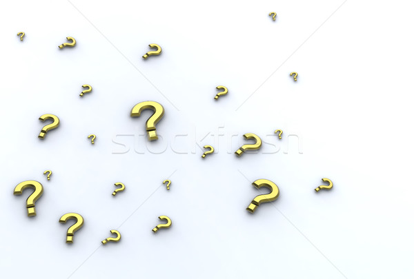golden interrogation points on white background Stock photo © chrisroll