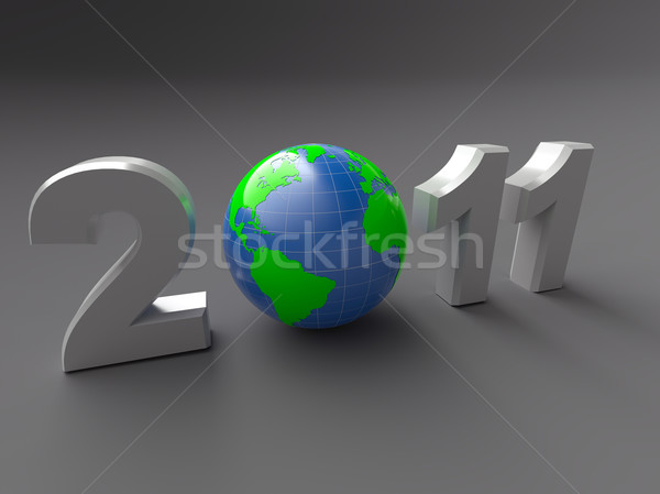 3D új év 2011 illusztráció földgömb boldog Stock fotó © chrisroll