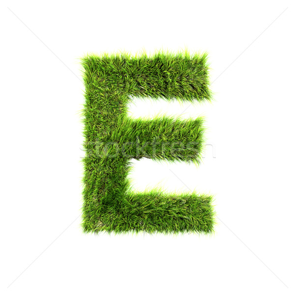 3d grass letter isolated on white background - E Stock photo © chrisroll