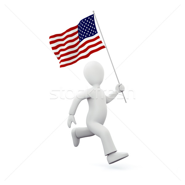 Amerykańską flagę ilustracja mężczyzna 3d człowiek streszczenie Zdjęcia stock © chrisroll