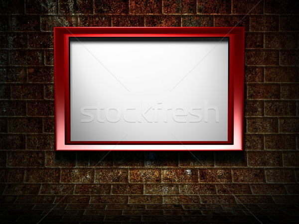 Rouge cadre grunge 3D mur design [[stock_photo]] © chrisroll