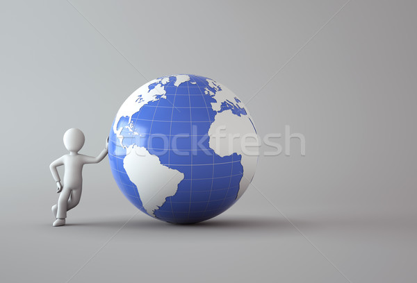 3d character with blue globe Stock photo © chrisroll