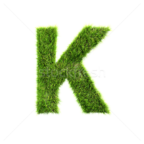 Stock photo: 3d grass letter isolated on white background - K