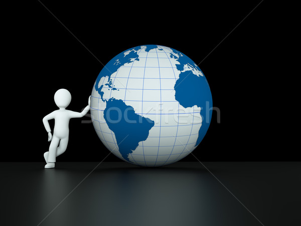 3d character with blue globe Stock photo © chrisroll