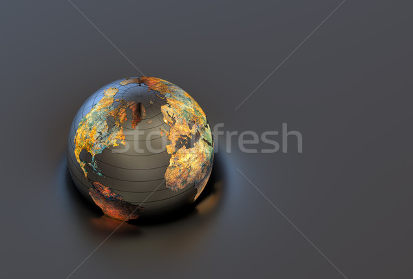 3D métal monde terre réfléchissant sol [[stock_photo]] © chrisroll