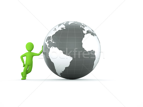 3d character with blue globe Stock photo © chrisroll