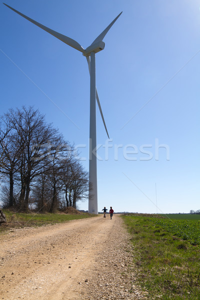 Wind turbine under clear blue sky Stock photo © chrisroll