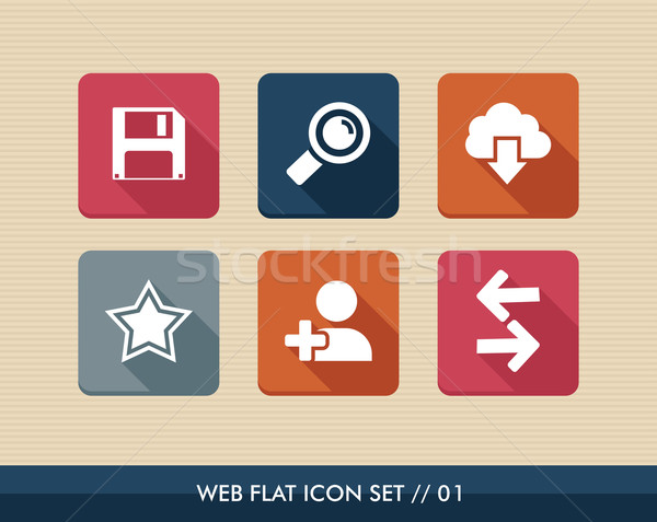 Web apps square flat icons set. Stock photo © cienpies