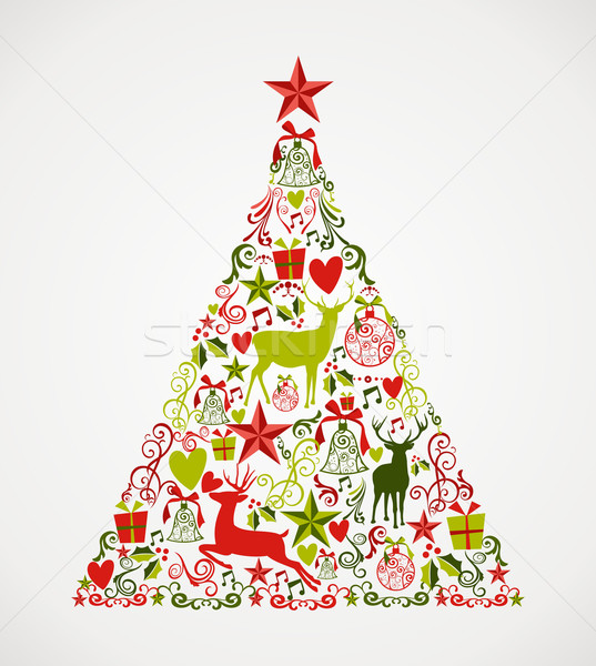 Merry Christmas tree shape full of elements composition EPS10 fi Stock photo © cienpies