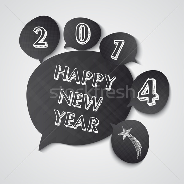 Feliz año nuevo 2014 pizarra dibujado a mano tarjeta de felicitación Foto stock © cienpies