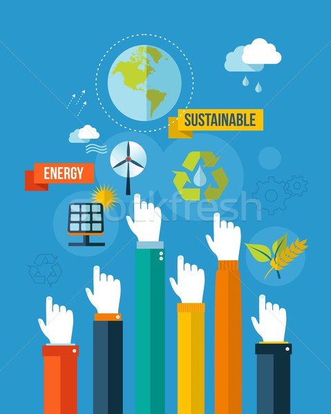 Verde durabila energie ilustrare la nivel mondial mediu Imagine de stoc © cienpies