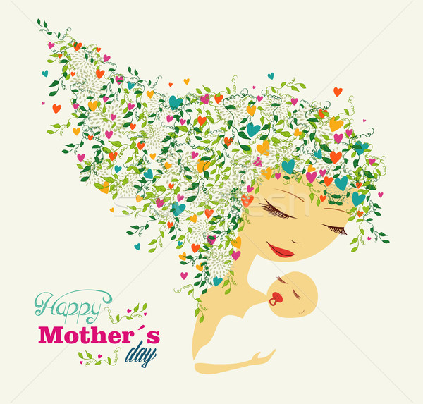 Boldog anyák napját üdvözlőlap aranyos nő baba réteges Stock fotó © cienpies