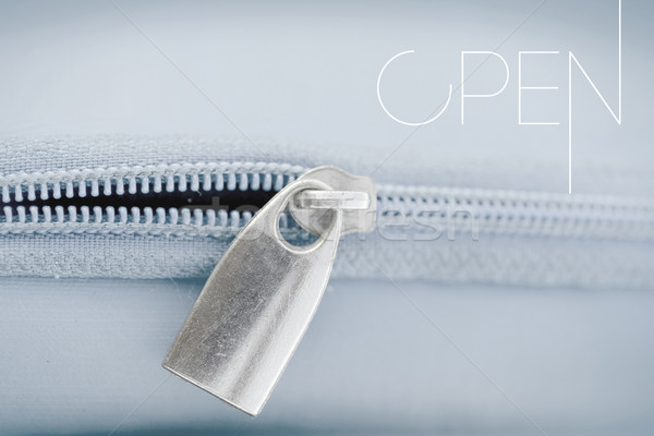 Open quote concept macro zipper shut background Stock photo © cienpies