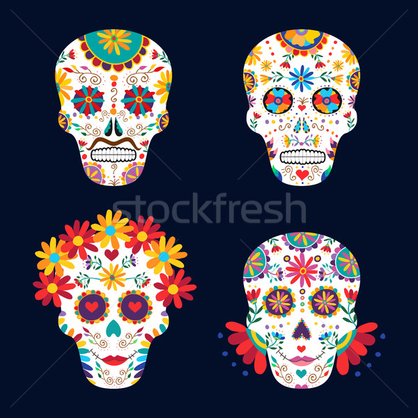 Day of the dead skulls for mexican celebration Stock photo © cienpies