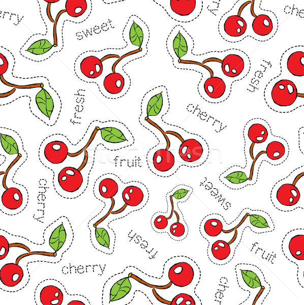 Hand drawn cherry fruit patch icon pattern Stock photo © cienpies