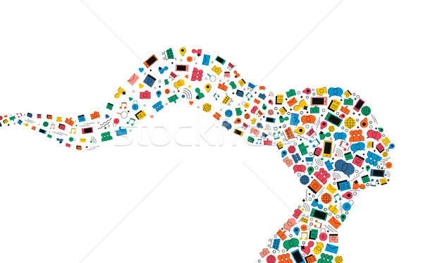 Social media woman head profile icon shape design Stock photo © cienpies