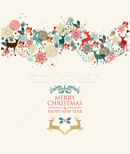 Joyeux Noël happy new year illustration rétro transparent [[stock_photo]] © cienpies