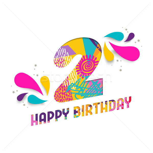 Happy birthday 2 two year paper cut greeting card Stock photo © cienpies