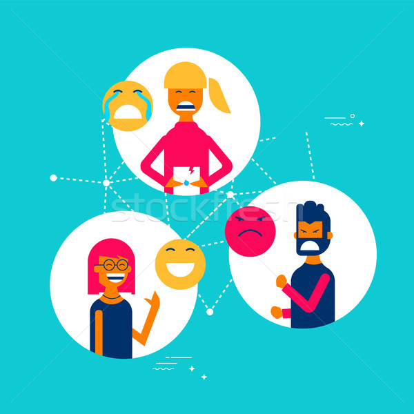 People expressions using social media app emojis Stock photo © cienpies