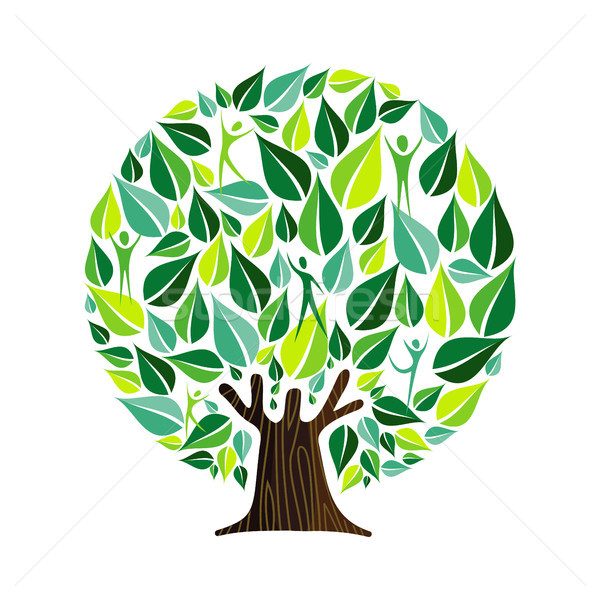 Green tree with people for nature care concept Stock photo © cienpies