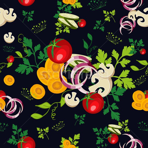 Stock photo: Organic vegetables seamless pattern background