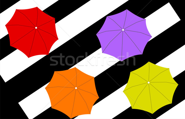 four umbrellas on stripes background Stock photo © cienpies