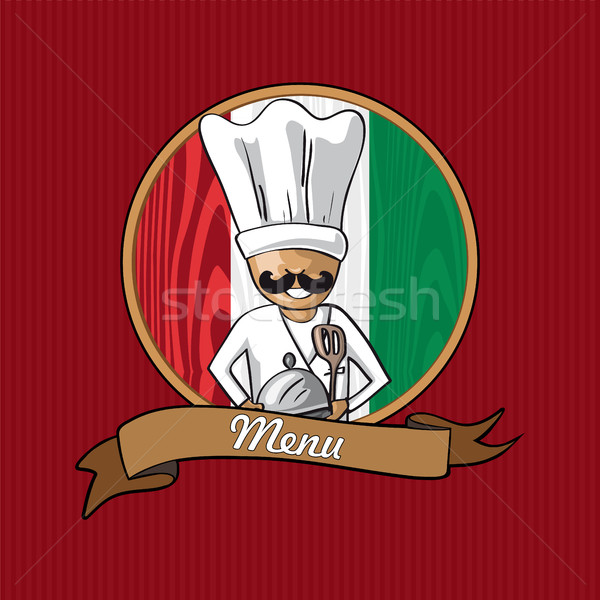 Restaurant menu design with italian chef Stock photo © cienpies