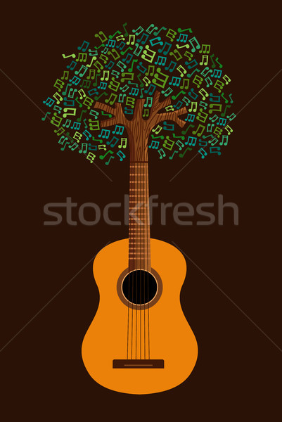 Zdjęcia stock: Gitara · drzewo · żyć · muzyki · charakter · ilustracja