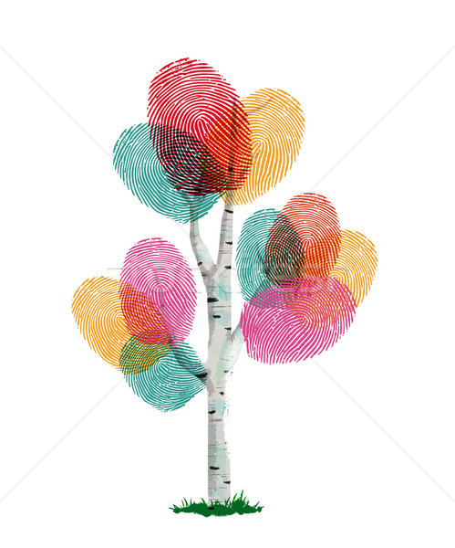 Colorful finger print tree for ecology help Stock photo © cienpies