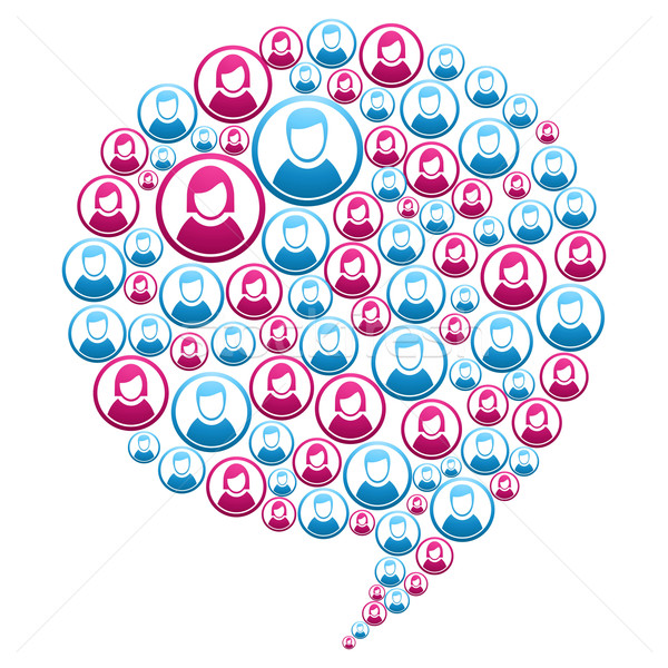 Social marketing campanha pessoas perfil balão de fala Foto stock © cienpies