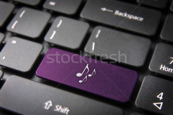 Purple Music notes keyboard key, Entertainment background Stock photo © cienpies