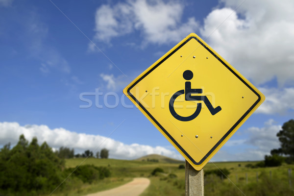 Easy access road sign concept with wheelchair icon Stock photo © cienpies