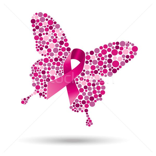 Stock photo: Breast cancer butterfly illustration for support