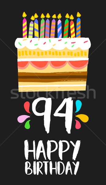 Happy Birthday card 91 ninety four year cake Stock photo © cienpies