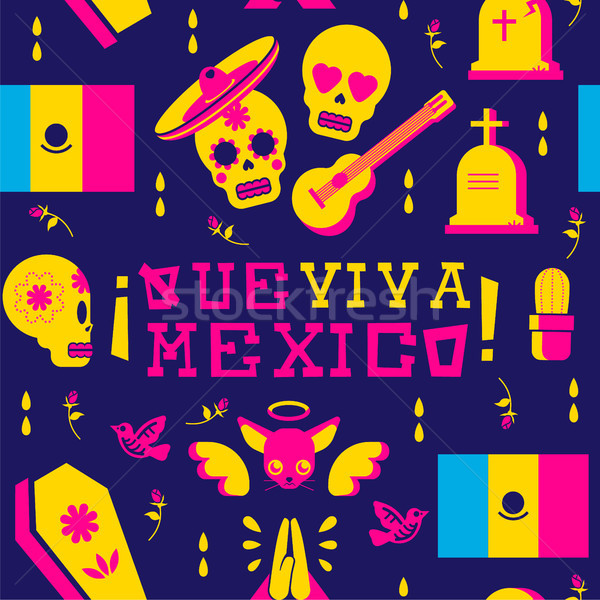 Day of the dead mariachi skull emoji background Stock photo © cienpies