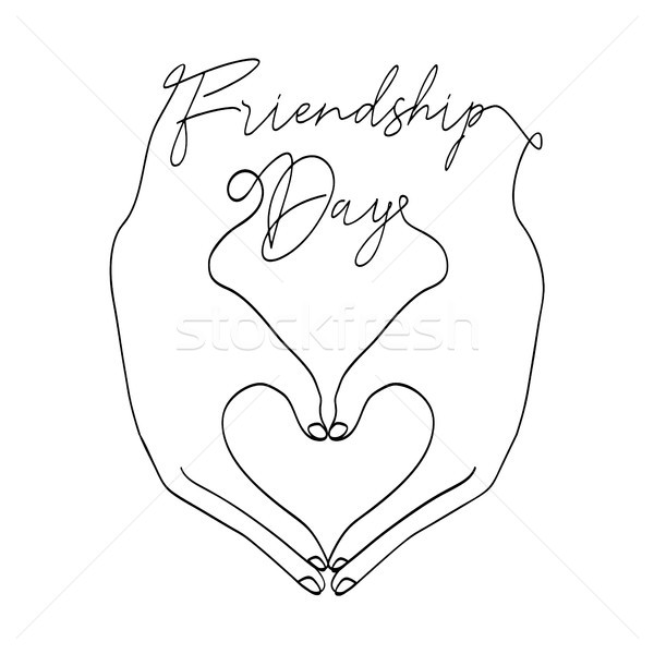 Freundschaft Tag Karte Liebe Herzform Hände Stock foto © cienpies