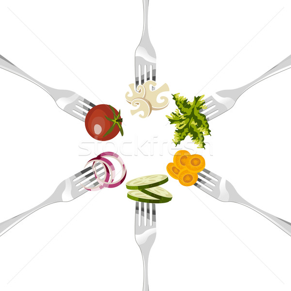 Forks with vegetables circle.  Stock photo © cienpies
