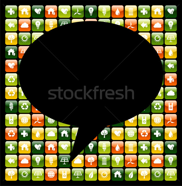 Global mobile phone green apps icons bubble Stock photo © cienpies