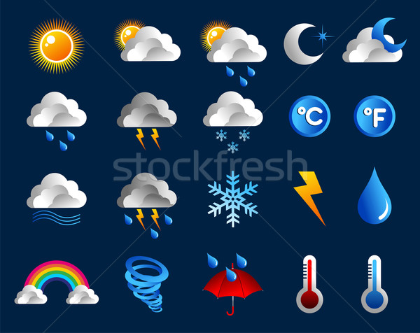 Időjárás ikon szett éghajlat kék vektor akta Stock fotó © cienpies