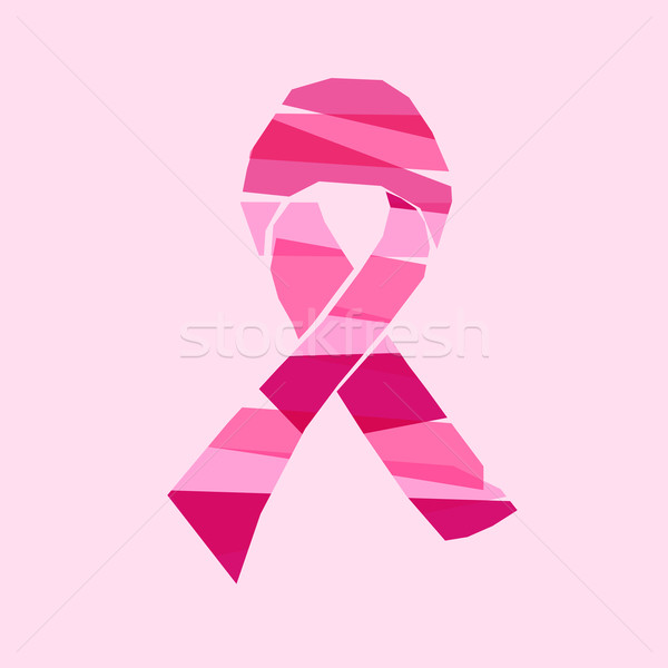 Breast cancer awareness ribbon with transparent laces EPS10 file Stock photo © cienpies