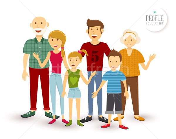 Stock photo: Happy family people flat illustration