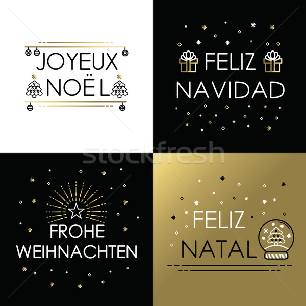 Merry christmas gold line international navidad Stock photo © cienpies