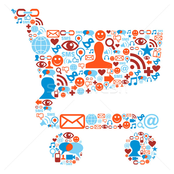Winkelwagen symbool media iconen textuur social media Stockfoto © cienpies