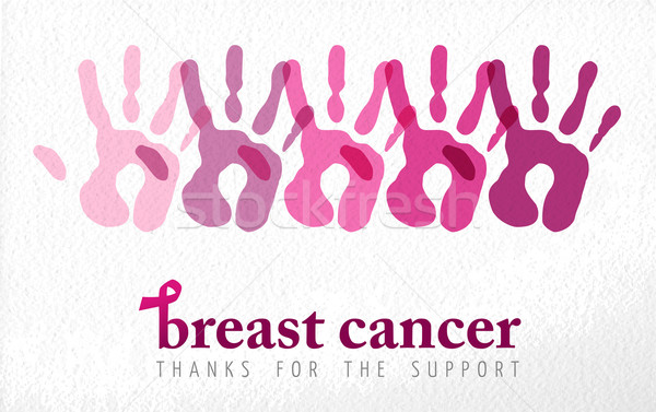 Breast cancer awareness handprint illustration Stock photo © cienpies