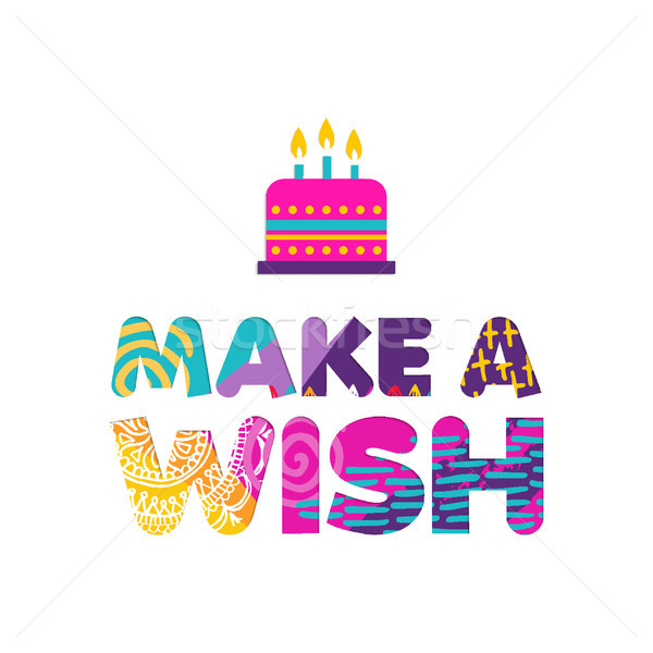 Happy birthday cake wish paper cut greeting card Stock photo © cienpies