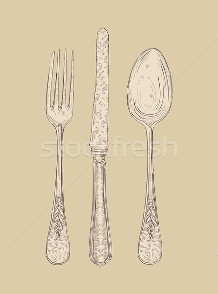 Retro cutlery set Stock photo © cienpies