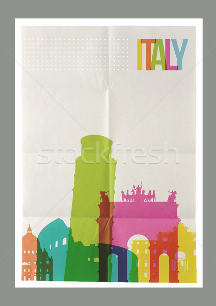 Seyahat İtalya ufuk çizgisi bağbozumu poster ünlü Stok fotoğraf © cienpies